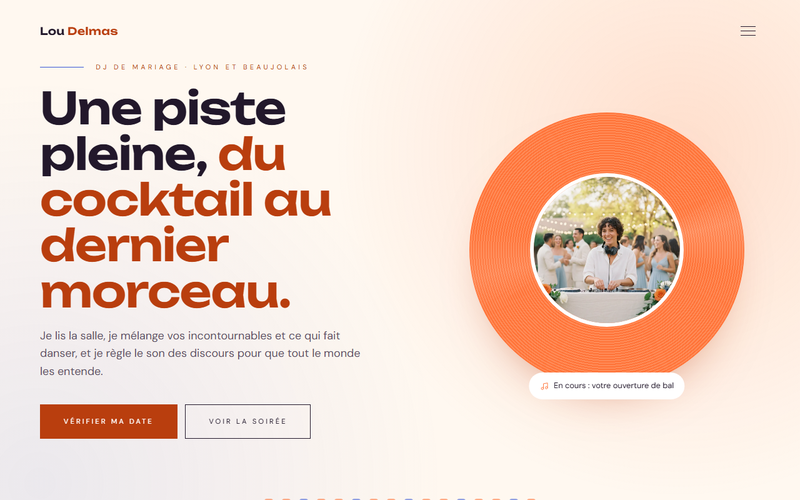 Aperçu du modèle DJ de mariage · Plein soleil, pour dj