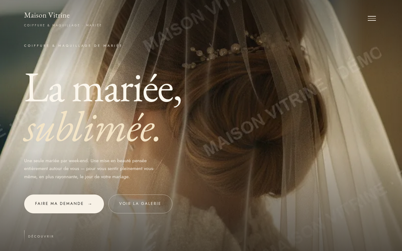 Aperçu du modèle Mariée · Une seule à la fois, pour coiffure et maquillage