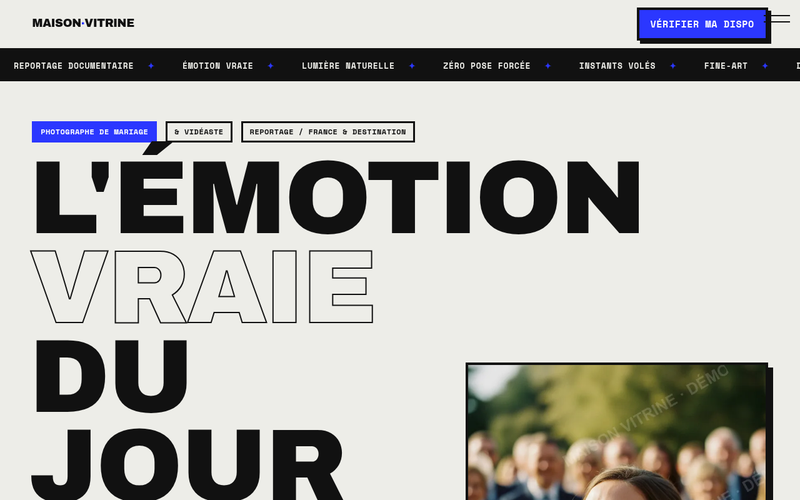 Aperçu du modèle Photo · Reportage brut, pour photographe