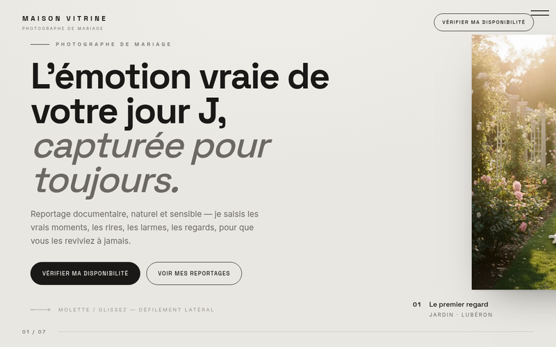 Aperçu du modèle Photo · Galerie Horizontale, pour photographe