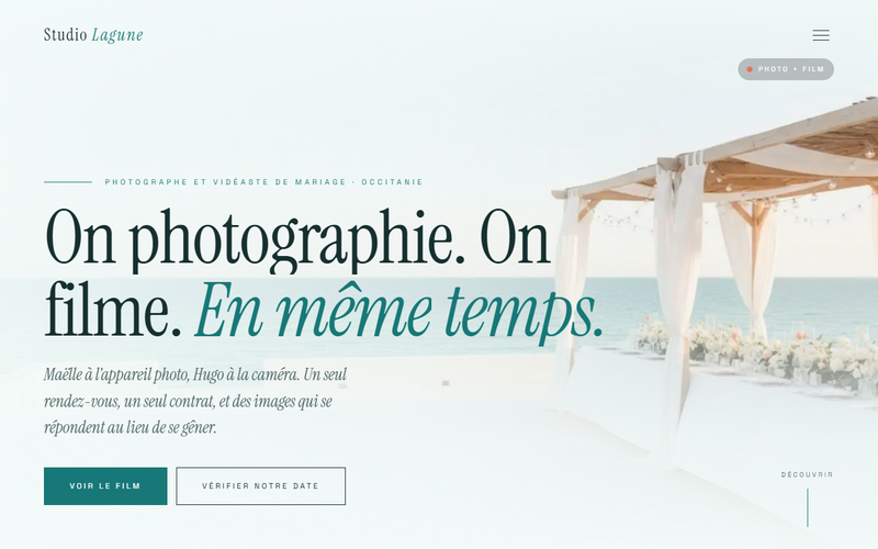Aperçu d’un modèle de site pour photographe et vidéaste