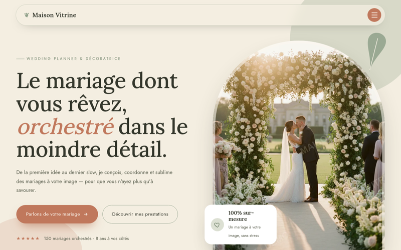 Aperçu du modèle Botanique Champêtre, pour wedding planner