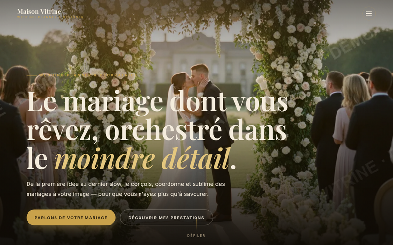 Aperçu du modèle Wedding · Destination, pour wedding planner