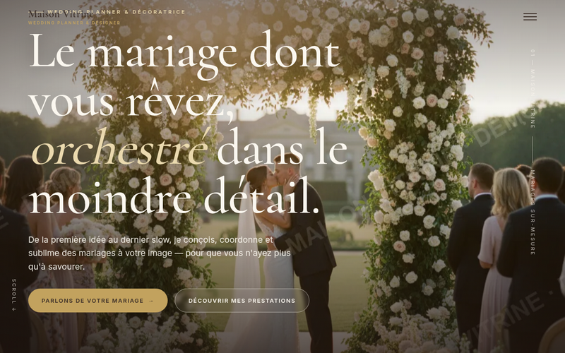 Aperçu du modèle Éditorial Luxe, pour wedding planner