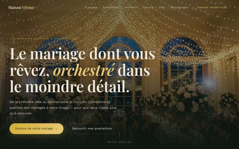Aperçu du modèle Wedding · Moody Romantique, pour wedding planner
