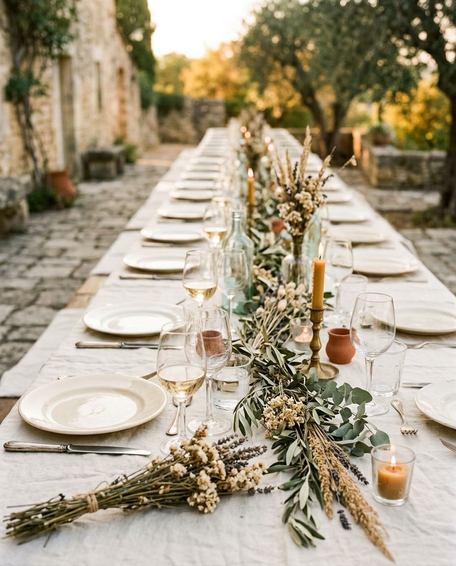 La table de banquet dressée