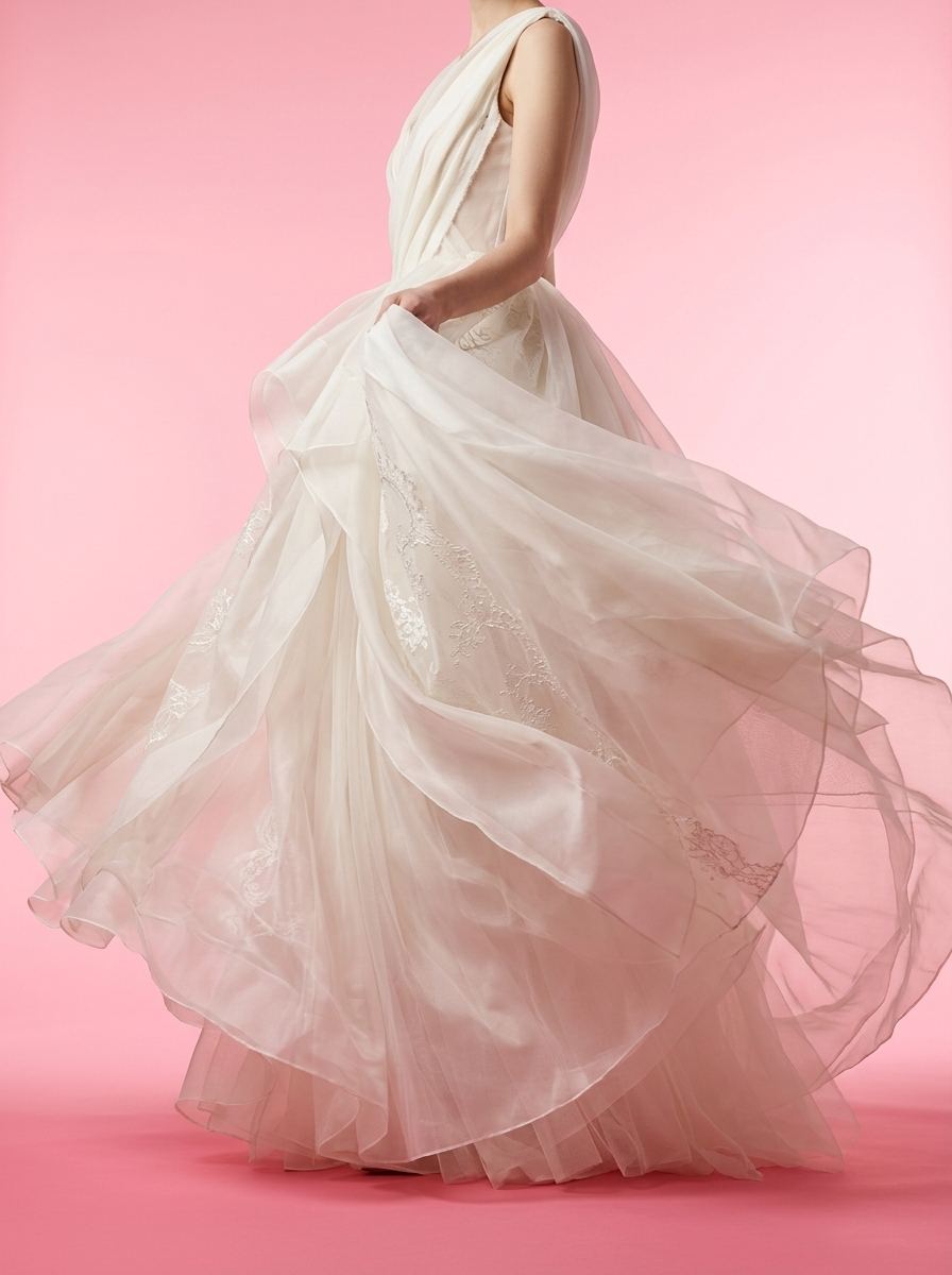 Robe à jupe volumineuse en organza, vue de profil
