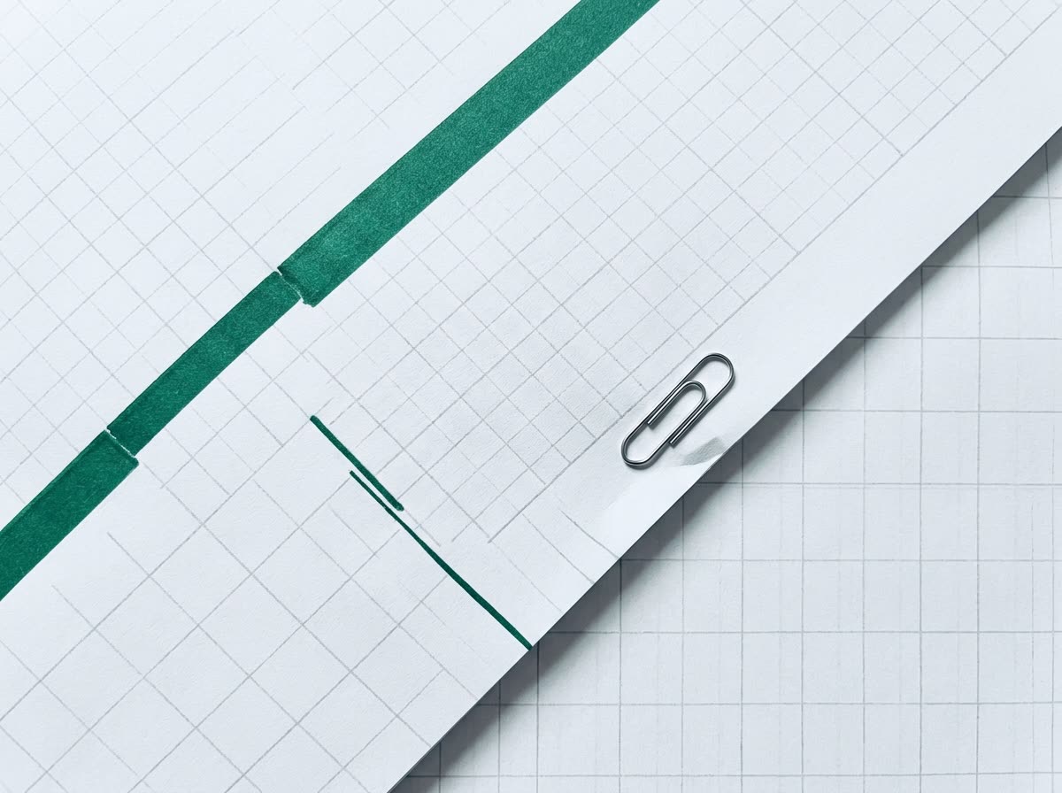 Gros plan sur un rétroplanning quadrillé, deux jalons marqués à l’encre verte.